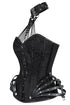 Sexy Black Gothic Steel Boned Overbust Corset with Neck Gear